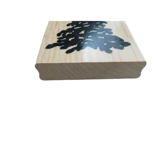 Vintage 1996 Print Works Christmas Pine Tree Mounted Rubber Stamp Wooden Block - Picture 6 of 9